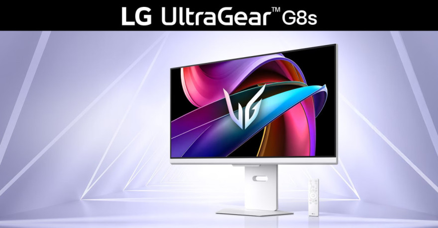 32palcový herní monitor s rozlišením 4K, obnovovací frekvencí 144 Hz, odezvou 1 ms a systémem WebOS