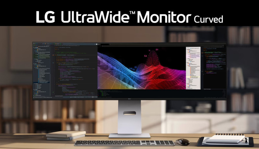 49" zakřivený monitor s rozlišením Dual QHD a obnovovací frekvencí 144 Hz