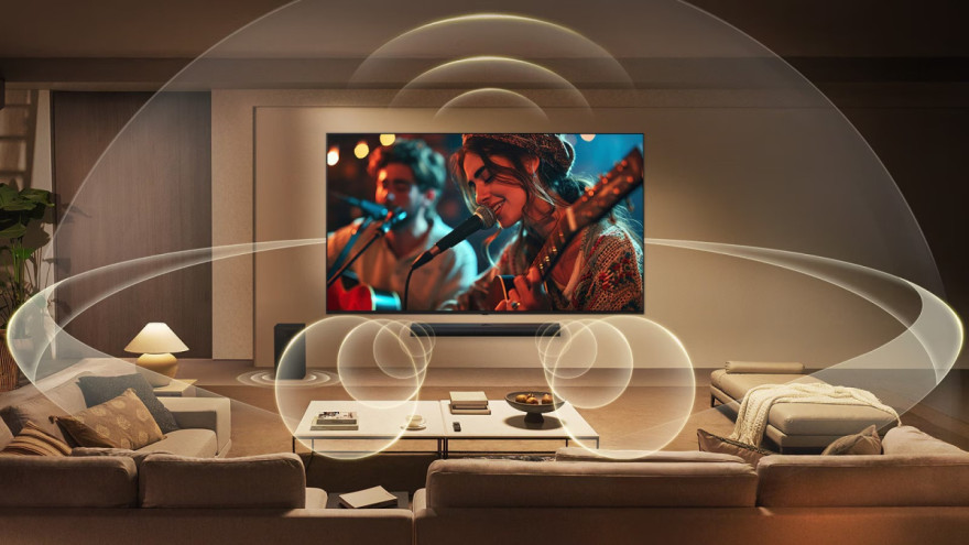 Plně prostorový zvukový systém od LG TV a Soundbar v synchronizaci