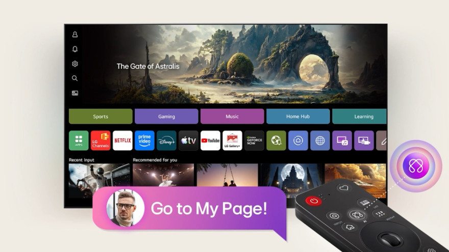 LG AI TV rozpozná váš hlas a přenese vás na stránku My Page přizpůsobenou přímo vám!