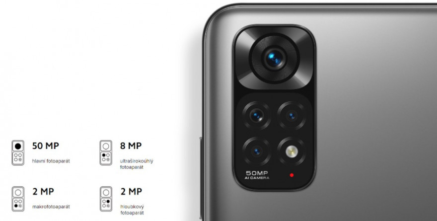 Výkonný 50MP fotoaparát se čtyřmi objektivy