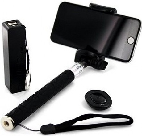 XLAYER Selfie-Stick a Powerbank 2600 mAh černá